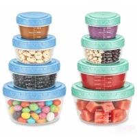 qjuwhua 8 Stk. Gefrierdosen 80ml 150ml 300ml 580ml Kleine Dosen mit Deckel Plastik Gefrierbehälter Plastikdosen Einfrieren Behälter Joghurtbecher Snackdose mit Messskala Auslaufsichere für Saucen Obst