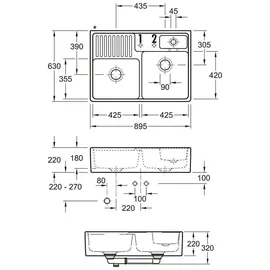Villeroy & Boch Spülstein Doppelbecken graphite + Excenterbetätigung