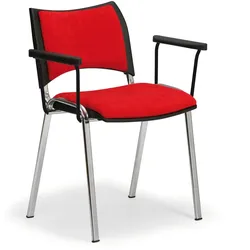 Konferenzstühle SMART, verchromte Füße, mit Armlehnen, rot