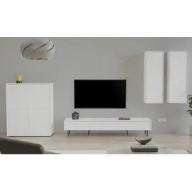 CaliCosy TV-Lowboard 200 x 22 x 43 cm Weiß Kunststoff/Holzwerkstoff