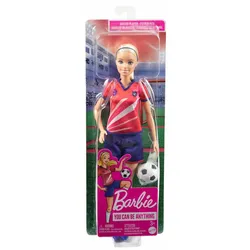 Barbie Fußballspielerin im roten Trikot