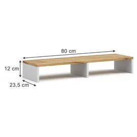 Vicco Tomy Monitorständer 80 x 12 cm Weiß/Eiche Spanplatte