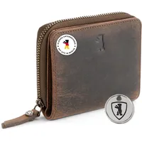 Berliner Bags Vintage Geldbörse Sara, Kleine Portemonnaie, Geldbeutel aus Leder, mit TÜV-gepruftem RFID-Schutz, inkl Geschenk-Box, für Damen - Braun