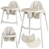 Malplay Kinderhochstuhl Babyhochstuhl Essstuhl Tablett Sicherheitsgurt Beige