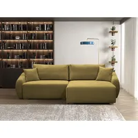 Fun Möbel Ecksofa Designersofa Sofa ELISE in Stoff Wind Olivgrün Ottomane Rechts - Grün