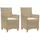 vidaXL Gartenstühle mit Kissen 2 Stk. Beige Poly Rattan Massivholz
