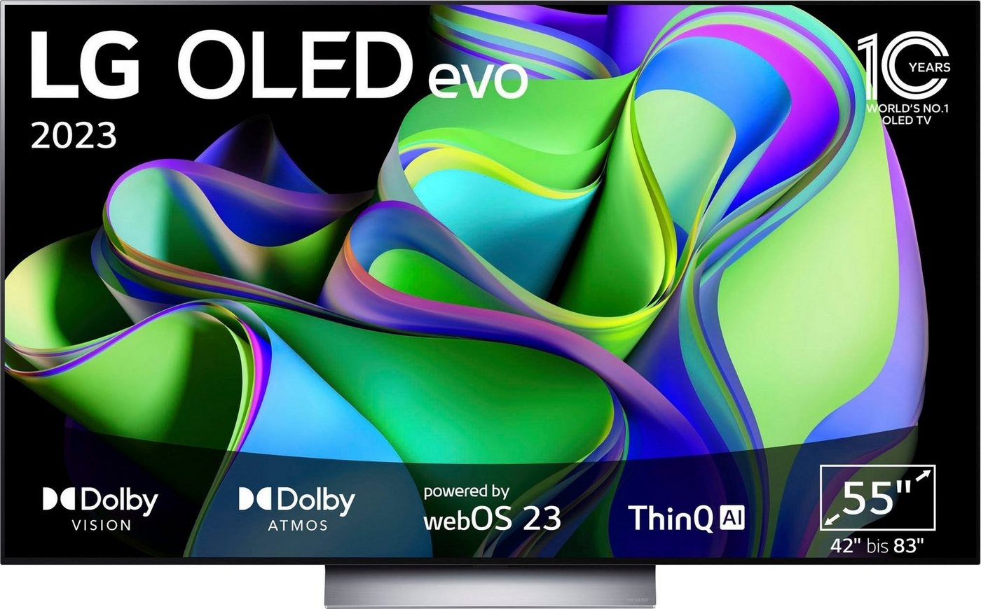 LG OLED55C37LA OLED-Fernseher (139 cm/55 Zoll, 4K Ultra HD, Smart-TV, OLED evo, bis zu 120 Hz, α9 Gen6 4K AI-Prozessor, Twin Triple Tuner) schwarz