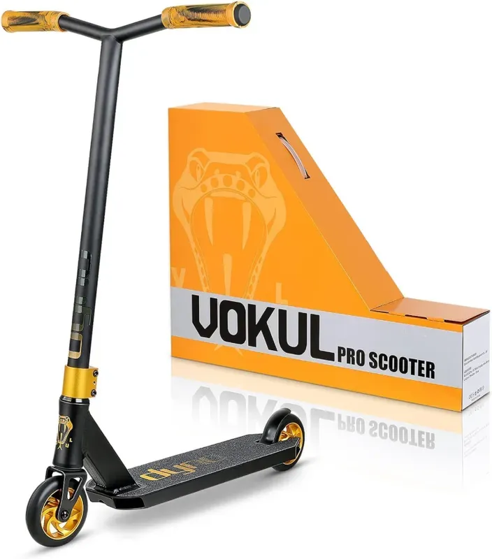 Vokul K1 Pro Stunt-Scooter - Freestyle-Scooter für Anfänger & Fortgeschrittene, geeignet für Kinder ab 8 Jahren, Jugendliche und Erwachsene - Qualitäts-Kick-Scooter für Jungen & Mädchen (DYNO01-BLK)