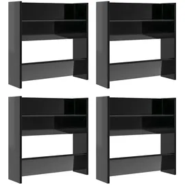 vidaXL Schuhschrank 60 x 18 x 60 cm hochglänzend schwarz / schwarz