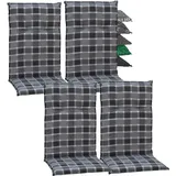 Beo Gartenstuhlauflagen Hochlehner 4er Set Barcelona | Made in EU nach Öko-Tex Standard | Hochlehner Auflagen waschbar | Atmungsaktive Stuhlauflagen Hochlehner in Grau-Anthrazit