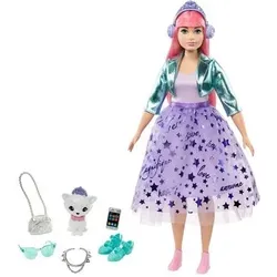 MATTEL GML77 Barbie Prinzessinnen Abenteuer Daisy Puppe (rosa Haare) mit Hündchen, Anziehpuppe