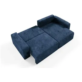 furnisell Eckcouch Cord mit Schlaffunktion 2-Sitzer Blau