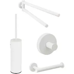 Herzbach Deep White Badaccessoires Set WC-Bürste, Papierrollenhalter, Handtuchhalter, Handtuchhaken