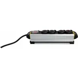 Stanley Steckdosenleiste 4-fach 3m mit Schalter, Aluminiumgehäuse, schwarz