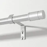 TRAROD Gardinenstange Silber 76-228cm, 16 mm Durchmesser Vorhangstange Ausziehbar, Vorhangstange mit Halterung und zylindrischen Enden für Schlafzimmer, Wohnzimmer und Küche