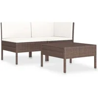 vidaXL Gartenmöbel Set 3-TLG. mit Auflagen Lounge Sofa Garten Garnitur Sitzgruppe Sitzgarnitur Gartenset Gartensofa Poly Rattan Braun