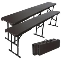 Trutzholm 2x Bierbank Klappbank aus Kunstoff Grau Holzoptik 180cm
