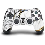 Head Case Designs Weiß, Gold Und Schwarz Marmor Vinyl Haut Gaming Aufkleber Abziehbild Abdeckung kompatibel mit Sony Playstation 4 PS4 DualShock 4 Controller