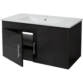 Mendler Waschbeckenunterschrank 90 x 48 x 46 cm Schwarz