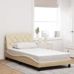 Bettgestell ohne Matratze Creme 100x200 cm Stoff