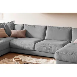 KAWOLA Wohnlandschaft U-Form Madeline Cord Longchair rechts grau