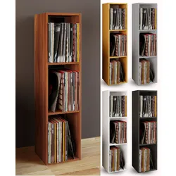 VCM Holz Schallplatten Regal   Stand Regal mit 3 Fächer für 100 Schallplatten   Maße: H. 107 x B. 34 x T. 30 cm - Platto