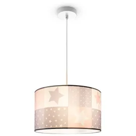 Paco Home Kinderlampe Deckenlampe LED Pendelleuchte Kinderzimmer Lampe Sternen Motiv E27 Leuchten Farbe / Größe Pink (Ø38cm) - Weiß