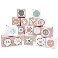 Frau WUNDERVoll DIY Adventskalender Vorfreude zum Befüllen,Faltschachteln 12x rosa12x weiß 7x7x7cm (gefaltet), XL Ziffern pastell/Weihnachten, Aufkleber, Würfel...