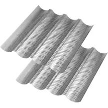 WolfCut 4 Mulden Baguetteblech Backblech Antihaft Baguette Backform