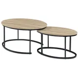 [en.casa] Satztisch Niederlande 2er Set Schwarz/Eiche