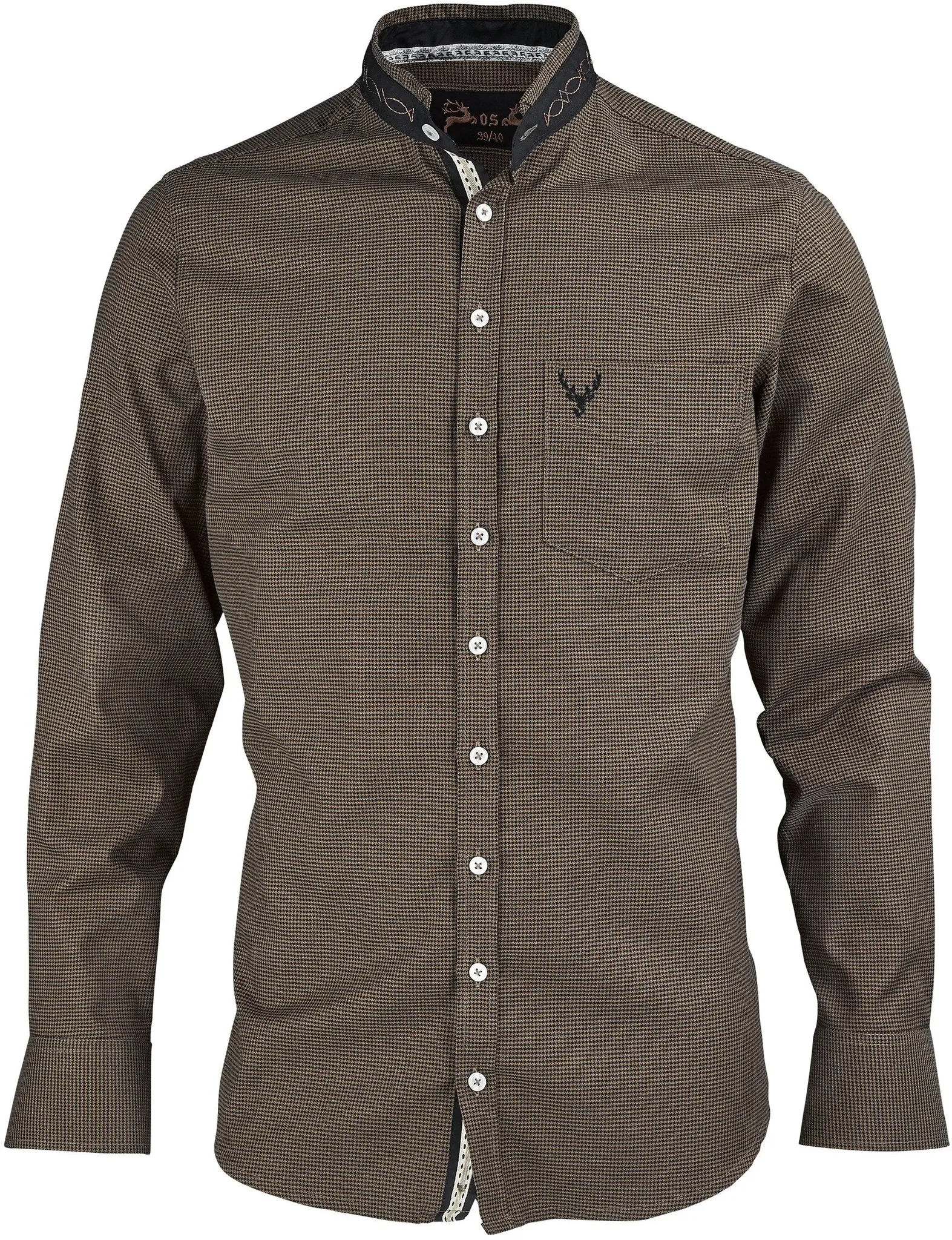 OS-Trachten Langarmhemd Slim Fit, mittelbeige, 47/48