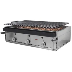 MBH - MAQUINARIA BAR HOSTELERIA MBH - Professioneller Gas Lavasteingrill 90 cm wirtschaftlich für die Gastronomie. Industrieller Barbecue-Grill für Bar, Restaurant.