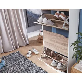 FineBuy Schuhkipper 60 x 150 x 24 cm Sonoma / weiß