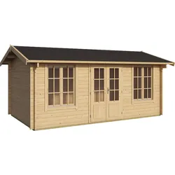 Gartenhaus LASITA MAJA "PEMBROKESHIRE", beige (naturbelassen), Fußboden im Gartenhaus, Massivholzdach, Holz, Gartenhäuser