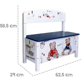 roba Kindertruhenbank Teddy College weiß/blau