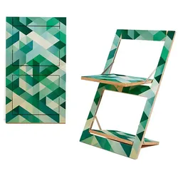 Ambivalenz Fläpps Klappstuhl Criss Cross Grün auf Birke Natur (beidseitig bedruckt)
