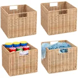4er-Set Kallax Expedit Regal Korb/Kallax Korb Geflochten / 30 x 30 x 25,5H cm/Faltkorb Flechtkorb/Regalbox Storage Box/Aufbewahrungskorb Regalkorb Faltbar