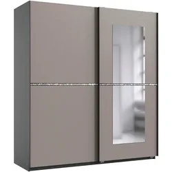 Schwebetürenschrank WIMEX "Dundee, Glitzern und Funkeln im Schlafzimmer durch Strassdekor", grafit, saharagrau absetzung strass, B:180cm H:198cm T:64cm, Spanplatte, Schränke, Kleiderschrank mit Spiegel, 180x64x198cm, Made in Germany
