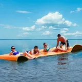 Goplus - 350 × 183cm Wasserhängematte, Aufrollbare Schwimmmatte für 4-6 Personen, Schwimmende Wassermatte aus XPE-Schaum für Meer, Pool & See, bis