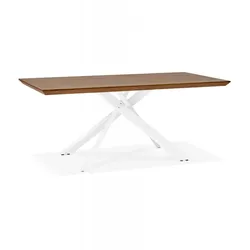 Esstisch aus Massivem Walnussholz mit X-förmigem Metallgestell | Designer Tisch im Industriestil | Elegantes Möbelstück | Kadima Design
