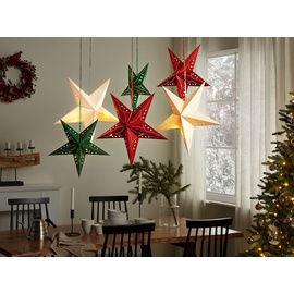 Beliani Weihnachtsdeko LED rot Sternform mit Glitzer 60 cm 2er Set MOTTI
