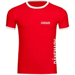 multifanshop Kontrast T-Shirt - Dänemark - Brust & Seite - Druck weiß - Männer