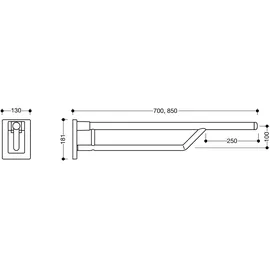 Hewi Duo Stützklappgriff Wandstützgriff 700 mm reinweiß