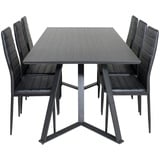 ebuy24 MarinaBLBL Essgruppe Esstisch schwarz und 6 Slim High Back Esszimmerstühle PU Kunstleder schwarz.