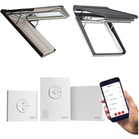 VELUX Aktionsfenster Elektro Klapp-Schwing-Fenster INTEGRA® GPU 007021 Kunststoff weiß Alu THERMO Dachfenster Aktionspaket, 114x118 cm (SK06)