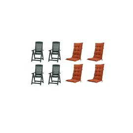 PROGARDEN Tampa Klappsessel 60 x 61 x 109 cm grün 4 St. inkl. 4 x Auflagen terrakotta