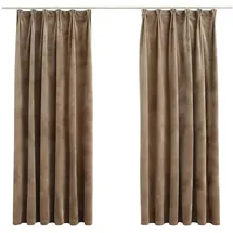 vidaXL Verdunkelungsvorhänge mit Haken 2 Stk. Samt Beige 140x175cm