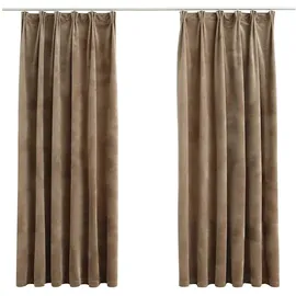 vidaXL Verdunkelungsvorhänge mit Haken 2 Stk. Samt Beige 140x175cm