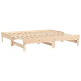 vidaXL Gästebett Gästebett Tagesbett Ausziehbar 2x75x190 cm Massivholz Kief Bett Bettge braun