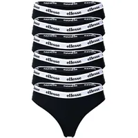 Ellesse Damen Strings, 6er Pack - HILLAR, Unterwäsche, Cotton Stretch, Logobund Schwarz L